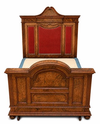 Lot 2024 - A late Victorian figured walnut bed, with...