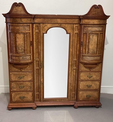 Lot 2022 - A large Victorian figured walnut wardrobe,...