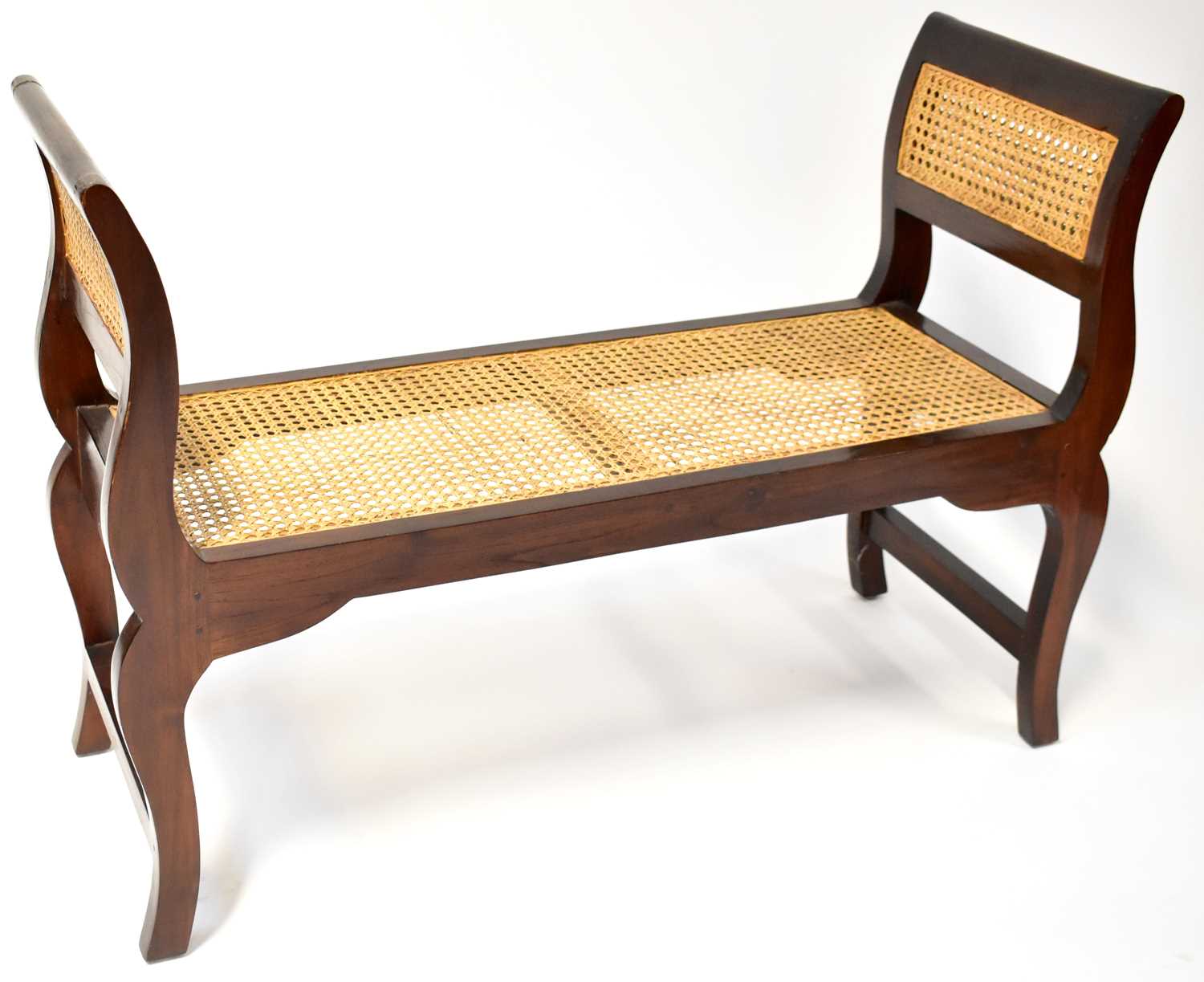 Lot 23 - A mahogany framed bergère caned window seat...