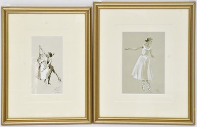 Lot 593 - INDISTINCTLY SIGNED; two watercolours, ballet...