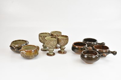 Lot 1307 - AYLESFORD; a group of four goblets, four soup...