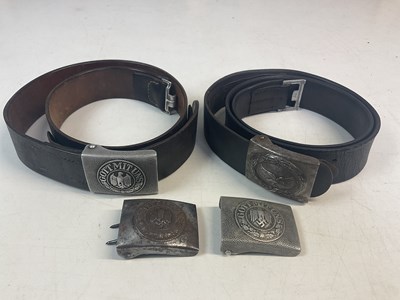Lot 208 - WWII German belts and buckles, comprising one...