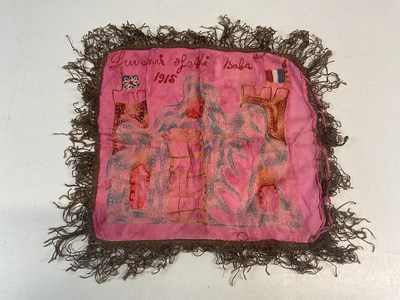Lot 227 - A WWI silk souvenir, embroidered with...