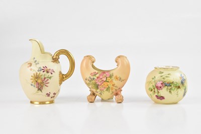 Lot 1280 - ROYAL WORCESTER; three pieces of blush ivory,...