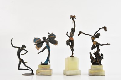 Lot 2321 - Three Art Deco style bronzed metal figures...