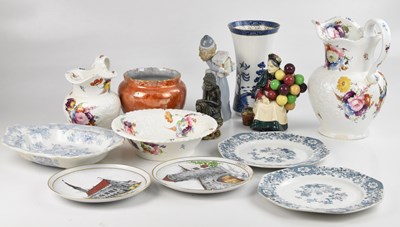 Lot 1310 - A large 19th century hand painted jug and...