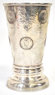 Lot 680 - A George III silver-plated gaming tankard,...