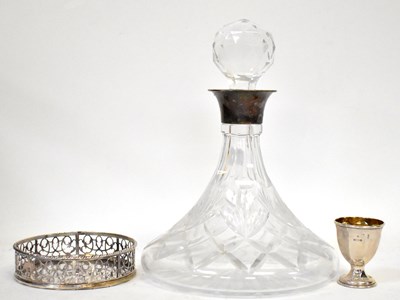 Lot 775 - A cut glass ships decanter with hallmarked...
