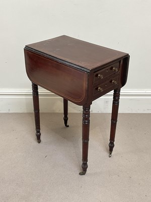 Lot 219 - A Victorian inlaid mahogany drop-leaf Pembroke...
