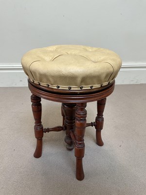 Lot 227 - A Victorian carved walnut adjustable stool.