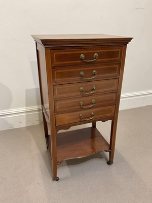 Lot 2052 - An Edwardian mahogany five drawer music...