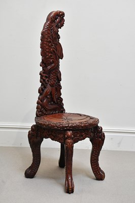 Lot 1089 - A mid 20th century Japanese carved seat with...