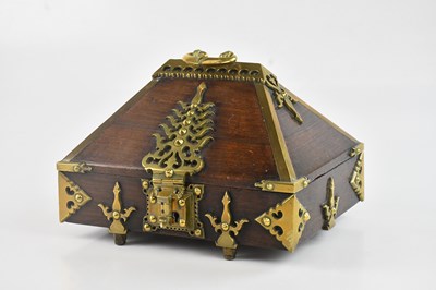 Lot 1106 - An Indian brass mounted teak marriage casket,...