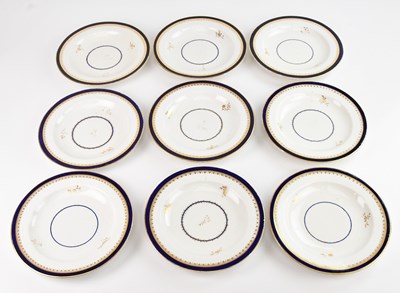 Lot 1295 - A group of nine 19th century Derby cobalt blue...