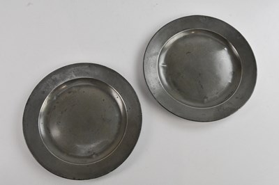 Lot 2332 - LONDON PEWTER; a pair of Samuel Duncan plates,...