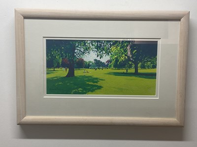 Lot 398 - RICHARD THORN RI SWAC; gouache, 'Summer Park',...