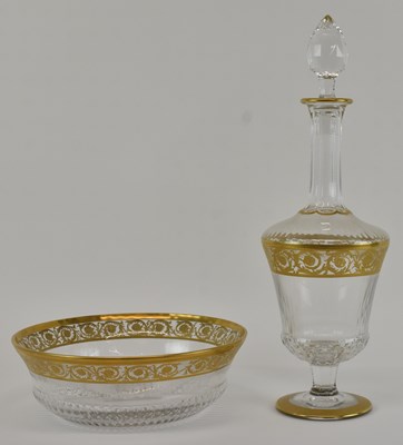Lot 706 - SAINT-LOUIS; a cut crystal glass wine decanter...