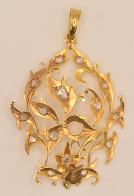 Lot 1380 - A Chinese yellow metal pierced floral spray...