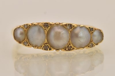 Lot 1264 - A late 19th century 18ct yellow gold pearl and...