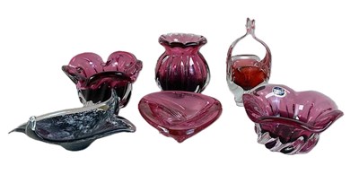 Lot 385 - A group of Bohemian and Venetian art glass,...