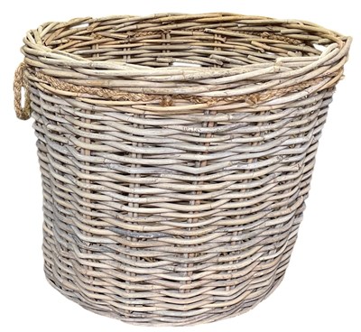 Lot 103 - A large modern circular twin handled wicker...