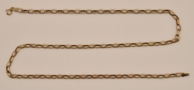 Lot 1416 - A 9ct yellow gold belcher link necklace,...