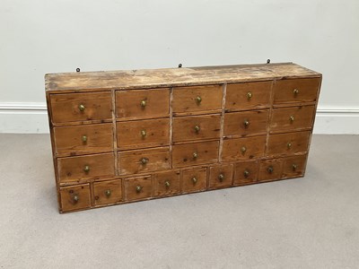 Lot 2008 - An old pine hanging haberdashery type cupboard...