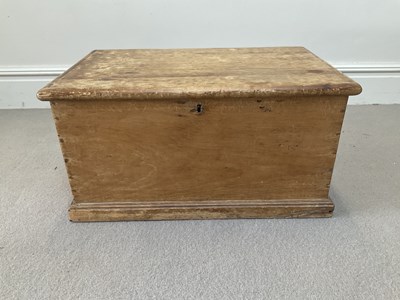 Lot 2015 - An old pine blanket chest on plinth base,...