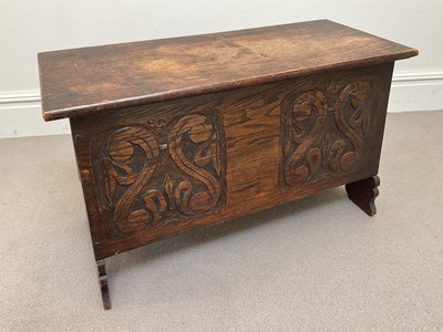 Lot 2099 - A reproduction carved and panelled oak blanket...
