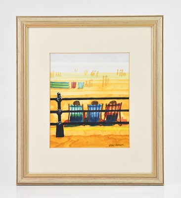 Lot 1489 - JEAN HOBSON; watercolour, beach scene, signed...