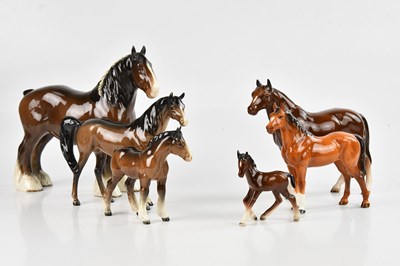 Lot 1242 - BESWICK; three horse figures including a shire...