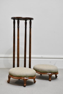 Lot 2073 - A pair of 19th century walnut footstools, both...