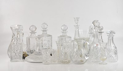 Lot 1432 - A collection of cut glass including decanters,...