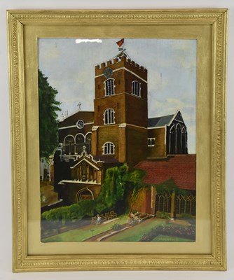 Lot 358 - VANDERVELL; oil on board, 'The Priory Church...