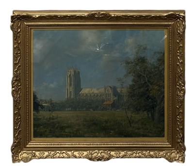 Lot 254 - UNATTRIBUTED; a modern architectural oil on...