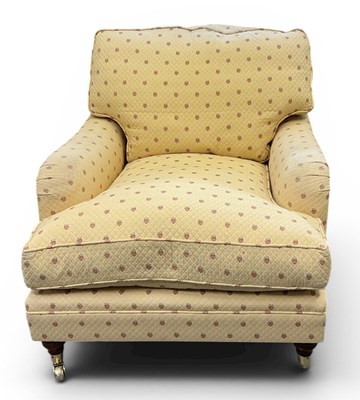 Lot 85 - A modern cream upholstered mahogany framed...