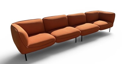 Lot 17 - A modern contemporary orange upholstered...