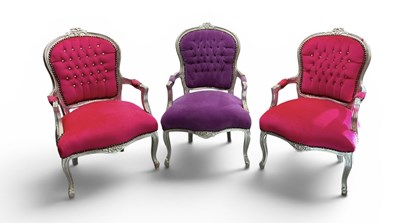 Lot 74 - A pair of modern French style pink crushed...