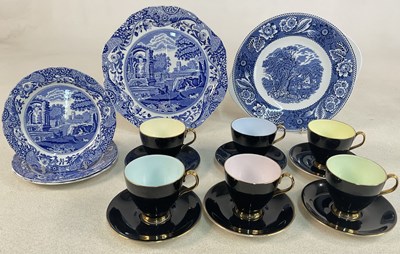Lot 321 - ROYAL ALBERT; a set of six 'Harlequin' tea...