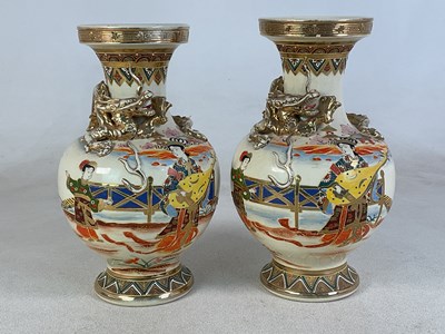 Lot 35 - A pair of 19th century Japanese Satsuma vases,...