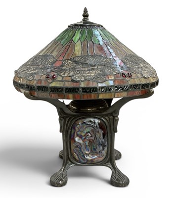 Lot 138 - A modern Arts and Crafts style bronzed and art...