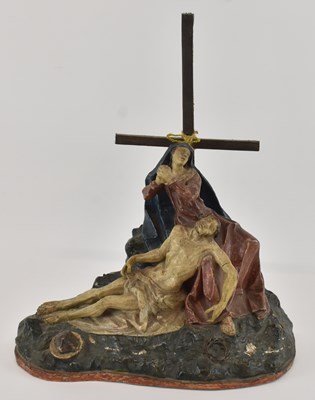 Lot 401 - An antique polychrome painted figure of The...