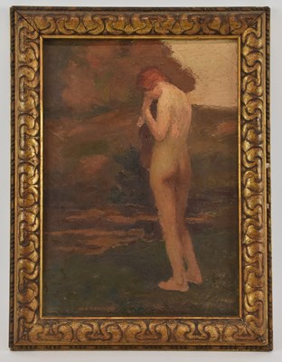 Lot 260 - W E TANNER; a Pre-Raphaelite oil on canvas,...