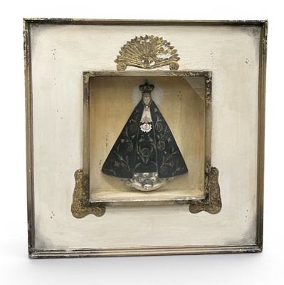 Lot 380 - An interesting carved wooden hand painted...
