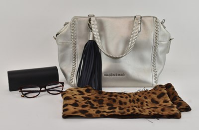 Lot 562 - VALENTINO; a lady's silvered leather handbag,...