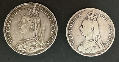 Lot 542 - A Victoria crown, together with a half crown,...