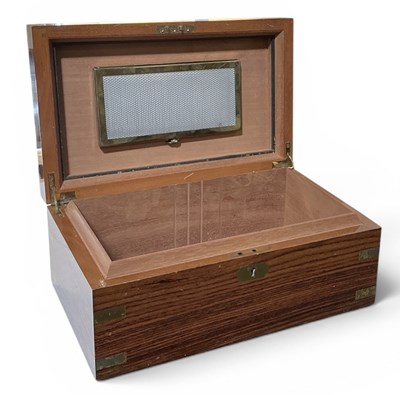 Lot 446 - A modern oak veneered brass bound campaign...