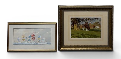 Lot 334 - ALAN STARK; watercolour, shipping scene...