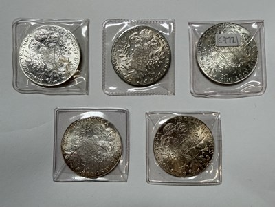 Lot 1661 - Five Maria Theresa silver thalers, restrikes,...