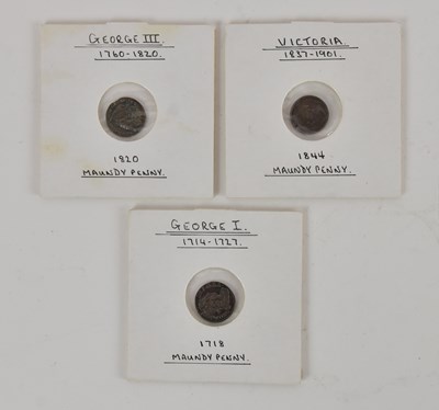 Lot 1637 - Three loose Maundy silver pennies comprising...